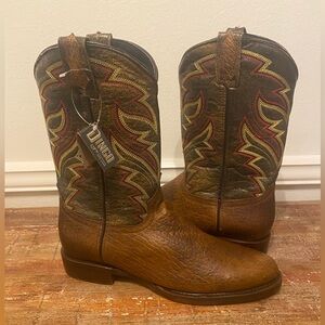 NWT Dingo Young Guns Embroidered Round Toe Leather Cowboy Boots Men Sz 9 $180